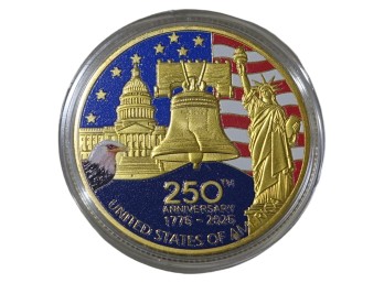 USA 250th Anniversary Commemorative Coin 1776-2026 Gold Plated