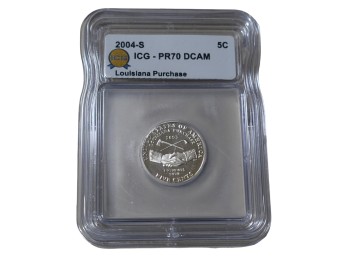 2004-S San Francisco Jefferson Nickel Louisiana Purchase ICG PR70 DCAM
