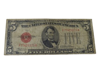 1928 Series $5 United States Note With Red Seal