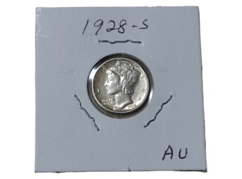1928-S San Francisco Mercury Silver Dime AU