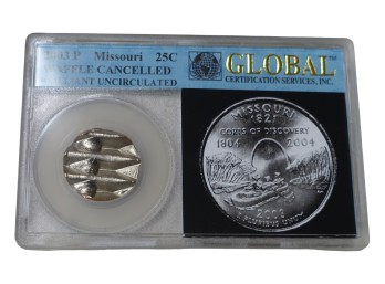 2003-P Missouri Waffle Cancelled Quarter BU Global Certification