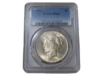 1922 Philadelphia Peace Silver Dollar PCGS MS63