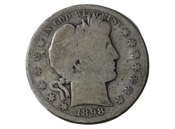 1898 S Barber Silver Half Dollar