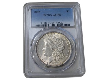 1889 Philadelphia Morgan Silver Dollar PCGS AU58 Vam 57