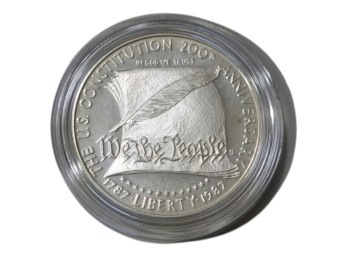 1987 U.S. Constitution 200th Anniversary Silver Dollar Coin