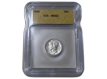 1945 Philadelphia Mercury Dime ICG MS62