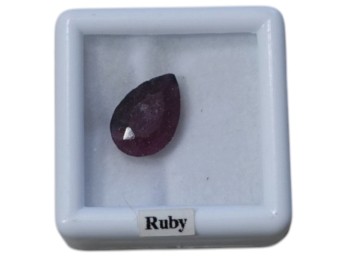Pear-Shaped Ruby Gemstone In Display Box