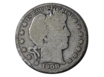 1908 Barber Silver Half Dollar Philadelphia