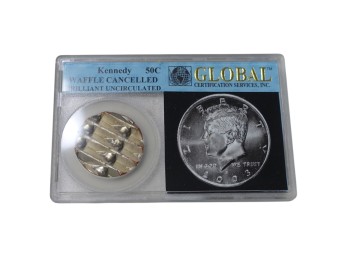 2003 Kennedy 50C Waffle Cancelled Brilliant Uncirculated Global Certification