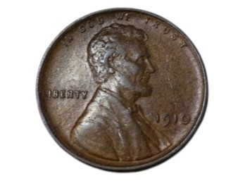 1910 Lincoln Wheat Cent Penny U.S. Coin