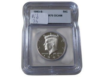 1993-S San Francisco Kennedy Silver Half Dollar ICG PR70 DCAM