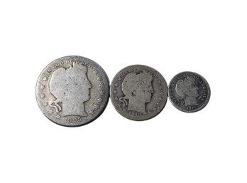 1905, 1912, 1914 Barber Coin Set - Half, Quarter, Dime