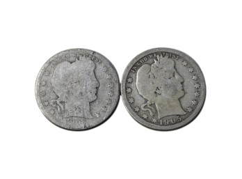1900 & 1905 Barber Silver Quarters Set