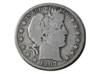1907 Philadelphia Barber Silver Half Dollar