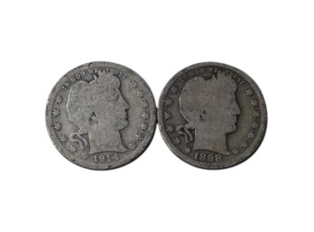 1914 & 1898 Barber Silver Quarter Dollar Set