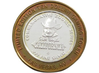 Limited Edition Sam Boyd's California Commemorative Silver $10 Gaming Token