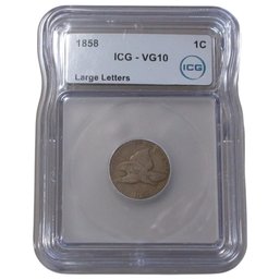 1858 Flying Eagle Cent ICG VG10 Large Letters