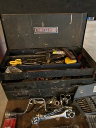 Lot 191- Craftsman Tool Bench 60Lx32hx24d Craftsman Tool Hox, Vice, Drills, And More!