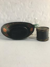 Lot 68- Hand Painted Bowl And Painted Spice Box