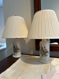 Lot 181- 2 Flower And Butterfly Lamps