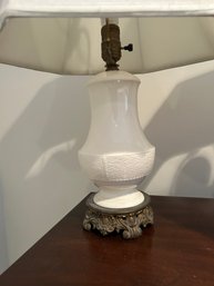Lot 174- 2 Lamps White With Metal Bottom