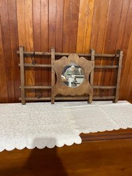 Lot 72-wall Hanging Hat Rack With Round Mirror
