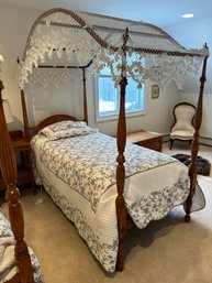 Lot 153- #2 Twin Bed Frame, Mattress & Bedding