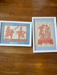 Lot 281- Framed Traditional Chinese Red Paper-cut Artworks