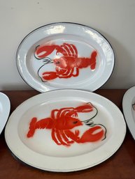 Lot 4 Six Enamel Lobster Trays