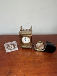 Lot 9-3 Table Clocks.  Waterford And Swiza