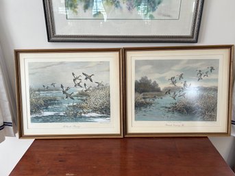 Lot 12-two Signed And Numbered Roland Clark Prints. Mallards Rising, Pintails Coming In