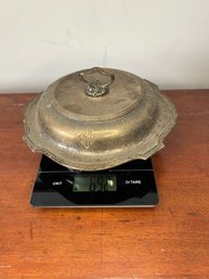 Lot 15-sterling Silver Serving Dish 693 Grams, With Lid.  No Marking On Lid 334 Grams Without Lid