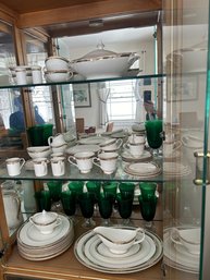 Lot 32- Royal Dutton Fine Bone China Forsyth Set With Green Goblets