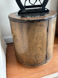 Lot 82-mid Century Round End Table With Glass Top. 22H, 19W