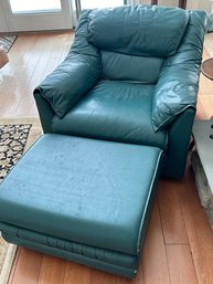 Lot 84-green Chair With Ottoman-as Is