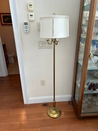 Lot 95-brass Floor Lamp With Shade. Shade Has Damage