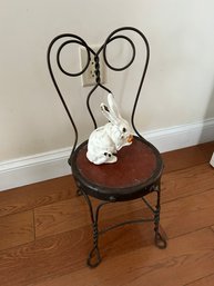Lot 131- Childrens Parlor Chair And Cast Iron Bunny