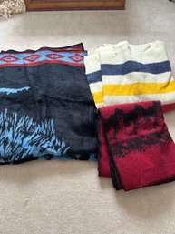 Lot 155 3 Blankets 2 Wool 1 Fleece