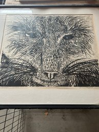 Lot 243- Signed Print-cat Eyes 5/50 Laurence Neufeld 29 1/2x 26 12