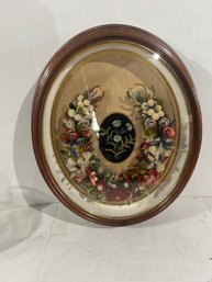 Lot 8- Oval, Floral 3D Antique Artwork. 26 1/2 By 22 1/2