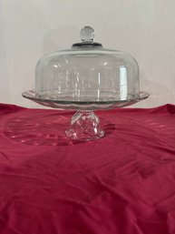 Lot 20-clear Glass Cake Plate