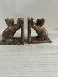 Lot 39-pair Of Marble Bookends. Made In India