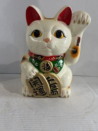 Lot 109-japanese 18in Ceramic Cat Coin Bank
