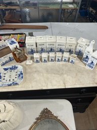 Lot 121-frida Canister Set. One Lid Is Broken But Pieces Are There To Be Glued