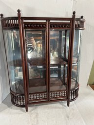 Lot 137- Victorian Stick-and-ball Mahogany Wall Curio Cabinet  27w 32h