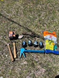 Lot 142- Four Castors, Two Hammers, Drain Kit, Craftsman Router Attachment And More