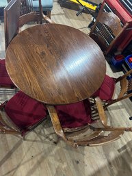 Lot 162-excellent Oak Table With Two Leafs And 6 Cane Chairs. Two Are Captain