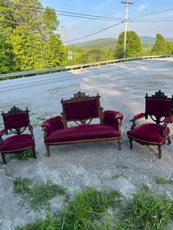 Lot 170-victorian Loveseat With Two Captains Chairs