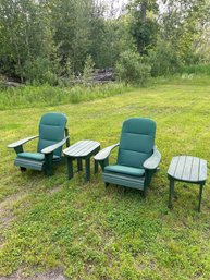 Lot 209- Two Adirondack Chairs Ans Side Tables