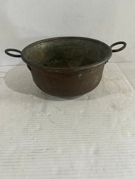 Lot 16- Antique Copper Cauldron. 13 In Wide